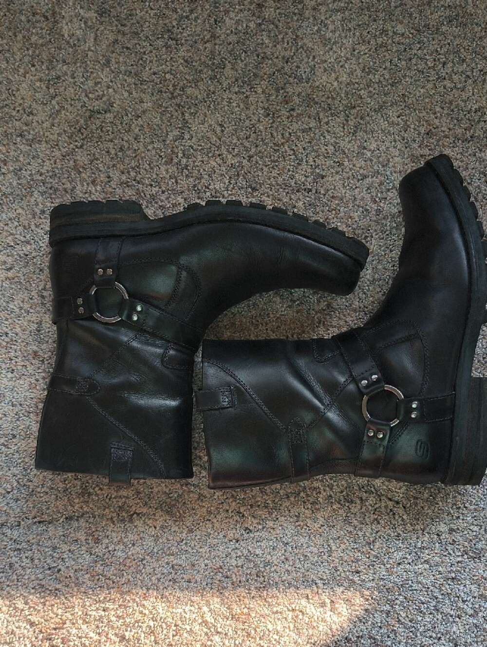 Men's Black Leather Mid-Calf Boots Size 11 - Picture 2 of 7
